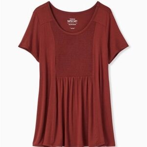 Torrid - size 2 - Super Soft Scoop Neck Smocked Front Panel Top